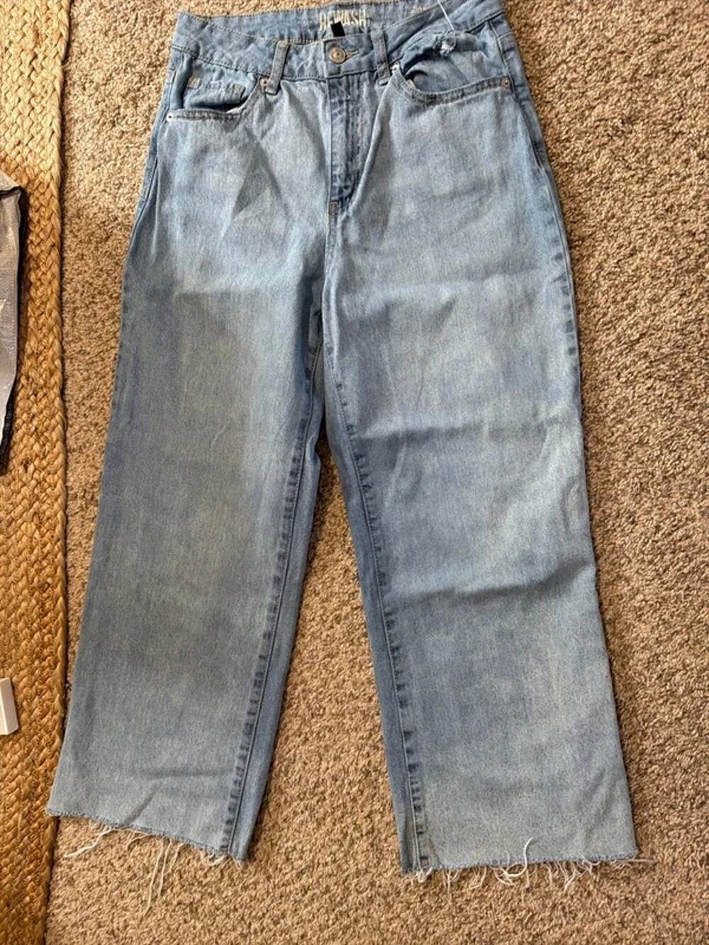 Rewash wide leg raw hand denim cropped jeans 5/27 3489